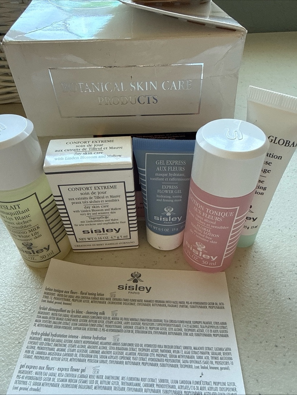 Sisley-Paris botanical Skincare products Set — Pink, Blue, Green, Cream